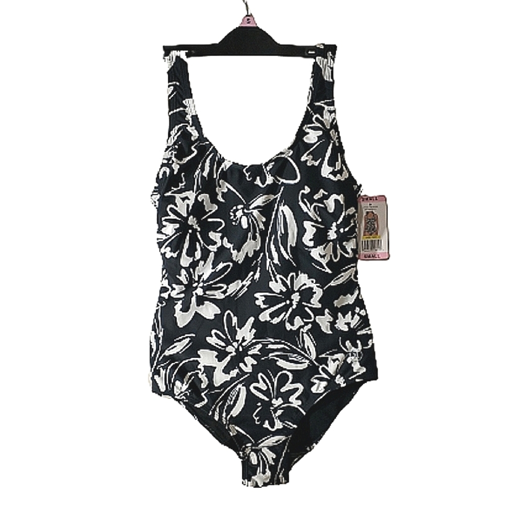 NWT Hurley Ink Fresco Black White Tank Swimsuit Small
